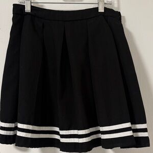 Black Pleated Mini Skirt with White Trim